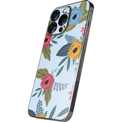 Blue Fall Flowers iPhone 14 Pro Skin