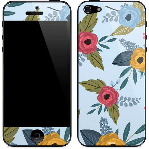 Blue Fall Flowers iPhone 5/5s/5SE Skin