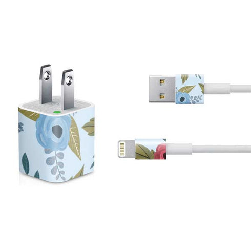 Blue Fall Flowers iPhone Charger (5W USB) Skin