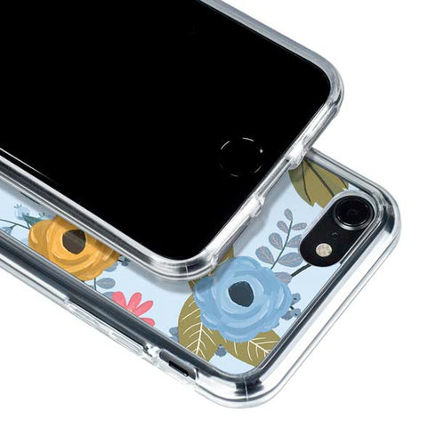 Blue Fall Flowers iPhone SE (2nd & 3rd Gen) Clear Case