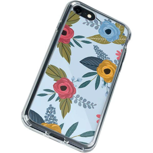 Blue Fall Flowers iPhone SE (2nd & 3rd Gen) Clear Case