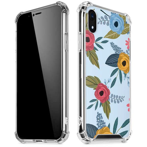 Blue Fall Flowers iPhone XR Clear Case