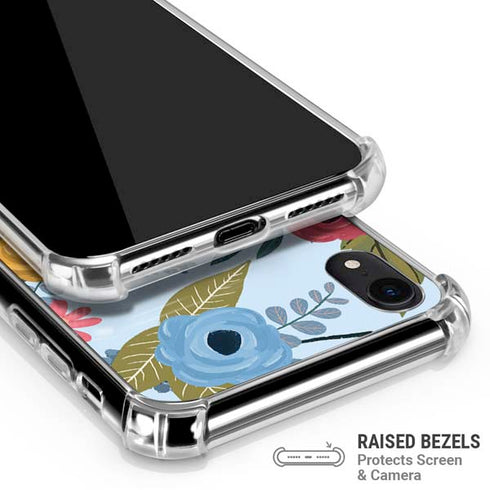 Blue Fall Flowers iPhone XR Clear Case