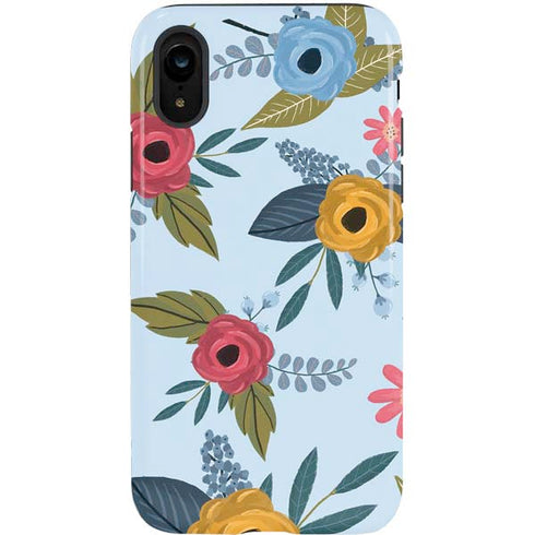 Blue Fall Flowers iPhone XR Pro Case