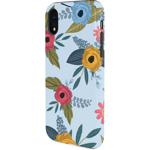 Blue Fall Flowers iPhone XR Pro Case