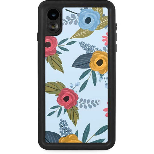Blue Fall Flowers iPhone XR Waterproof Case
