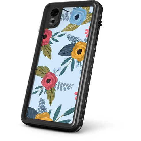 Blue Fall Flowers iPhone XR Waterproof Case