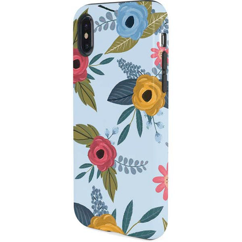 Blue Fall Flowers iPhone XS Pro Case