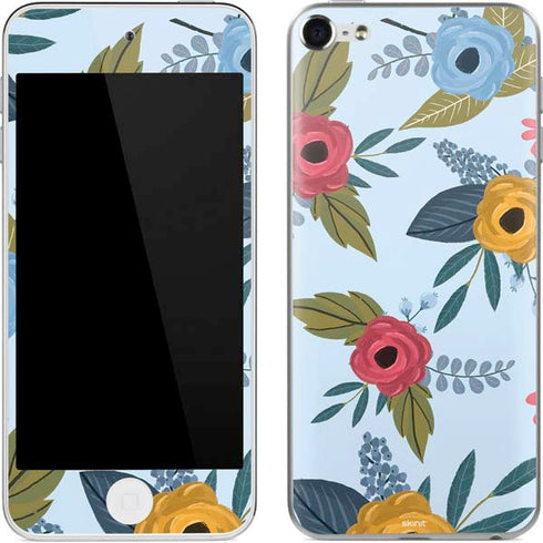 Blue Fall Flowers Apple iPod Skin