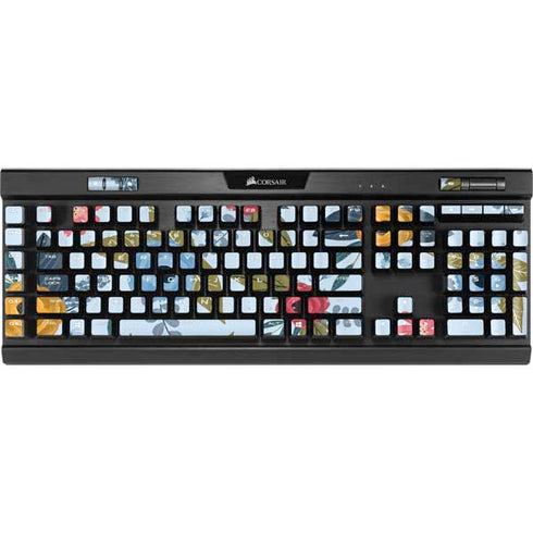 Blue Fall Flowers K95 RGB PLATINUM Mechanical Gaming Keyboard Skin