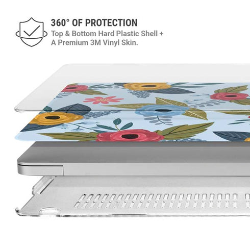Blue Fall Flowers MacBook Air 15in (2023-2025) Case plus Skin