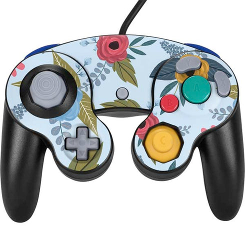 Blue Fall Flowers Nintendo GameCube Controller Skin