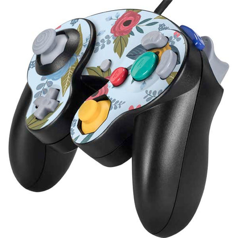 Blue Fall Flowers Nintendo GameCube Controller Skin