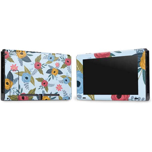 Blue Fall Flowers Nintendo Switch Bundle Skin