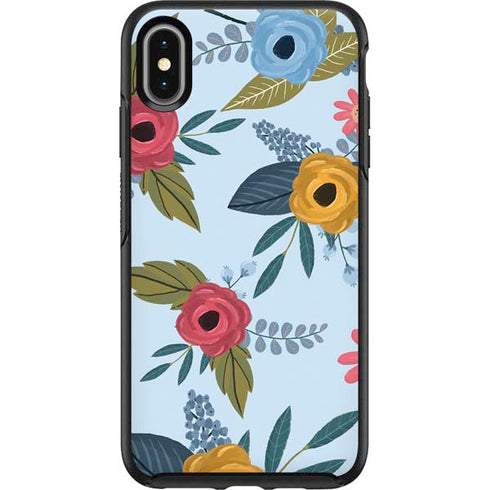 Blue Fall Flowers Otterbox Symmetry iPhone Skin