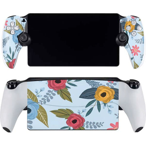 Blue Fall Flowers PlayStation Portal Remote Player Skin
