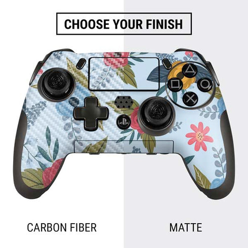 Blue Fall Flowers PlayStation Scuf Vantage 2 Controller Skin