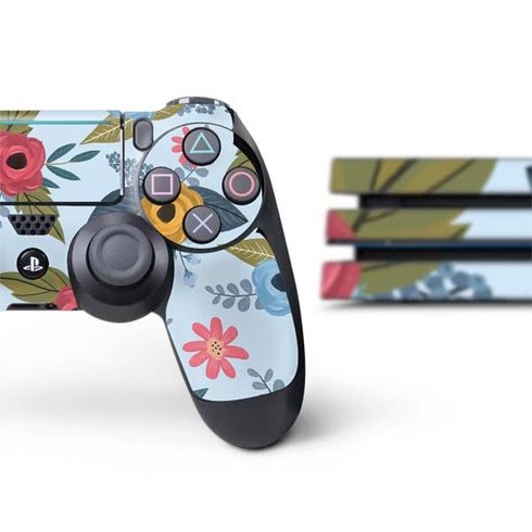 Blue Fall Flowers PS4 Pro Bundle Skin