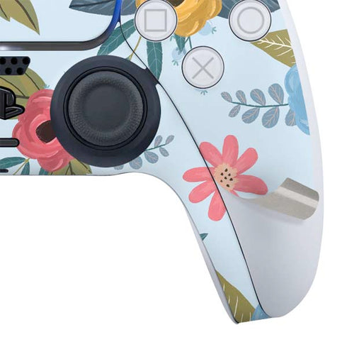 Blue Fall Flowers PS5 Slim Digital Edition Bundle Skin