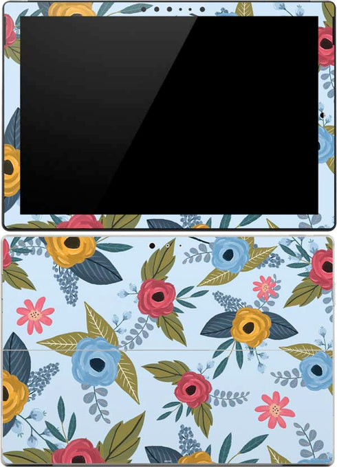 Blue Fall Flowers Surface Pro 4 Skin
