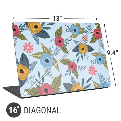 Blue Fall Flowers Universal Laptop 16in (13 x 9.4in) Skin