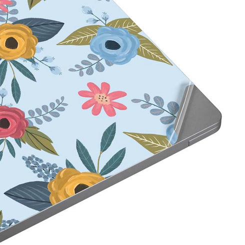 Blue Fall Flowers Universal Laptop 18in (14.6 x 10.6in) Skin