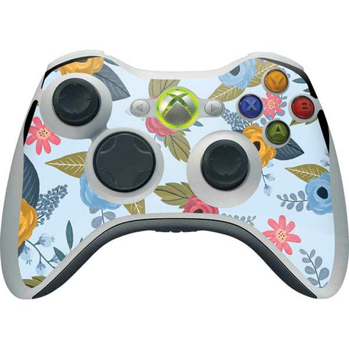 Blue Fall Flowers Xbox 360 Wireless Controller Skin