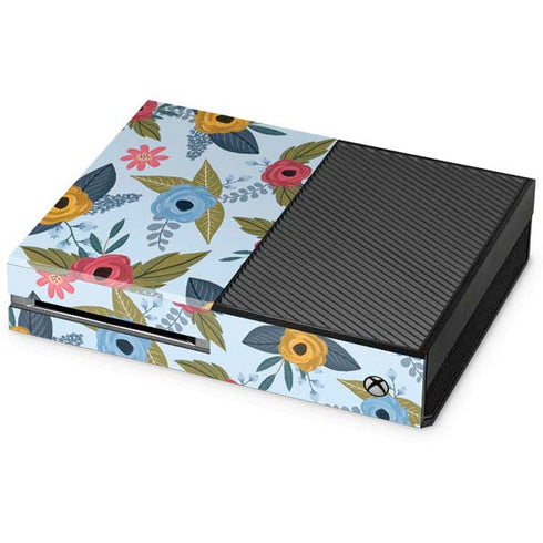 Blue Fall Flowers Xbox One Console Skin