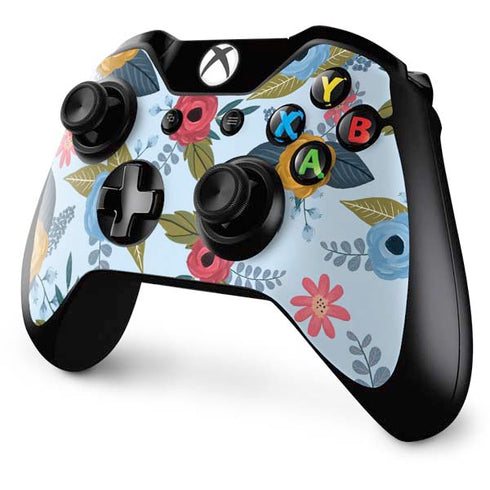 Blue Fall Flowers Xbox One Controller Skin