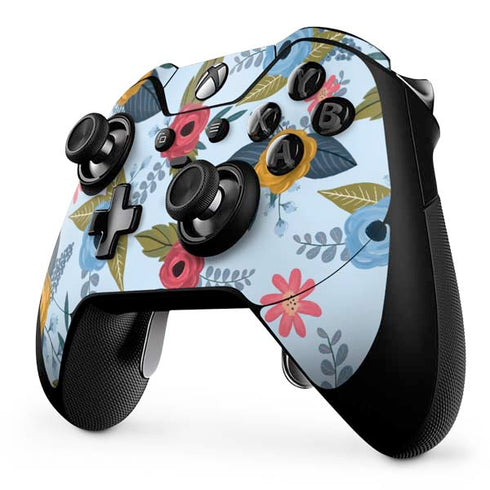 Blue Fall Flowers Xbox One Elite Controller Skin