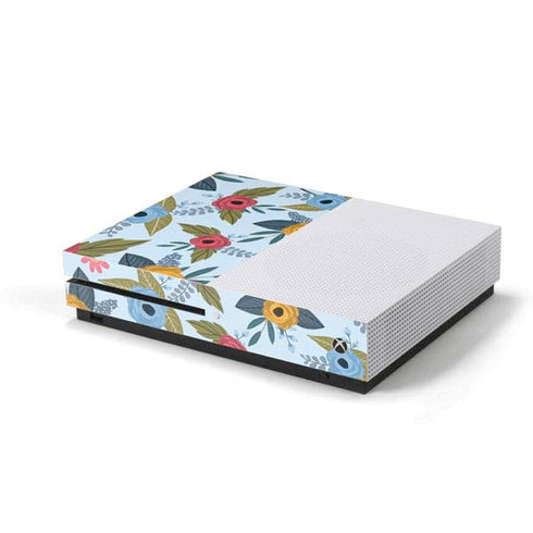 Blue Fall Flowers Xbox One S Console Skin