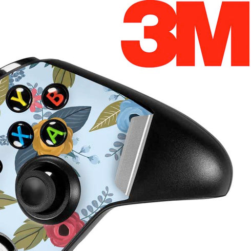 Blue Fall Flowers Xbox One X Controller Skin