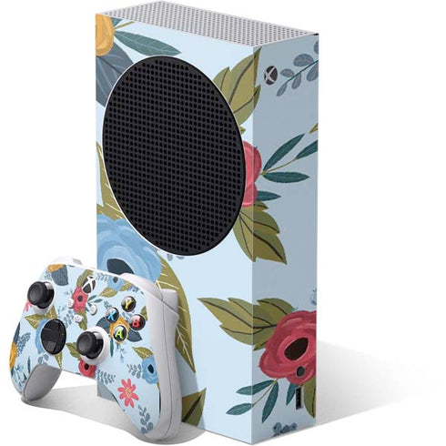 Blue Fall Flowers Xbox Series S Bundle Skin