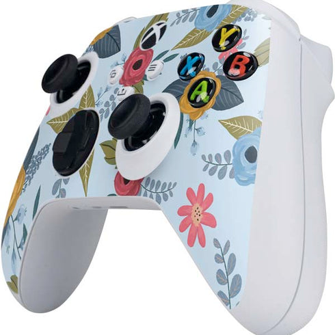 Blue Fall Flowers Xbox Series S Controller Skin