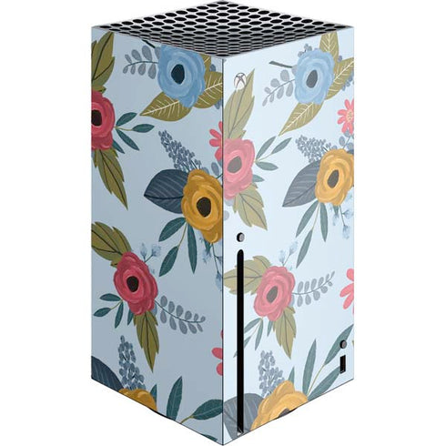 Blue Fall Flowers Xbox Series X Console Skin