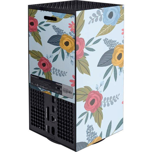 Blue Fall Flowers Xbox Series X Console Skin