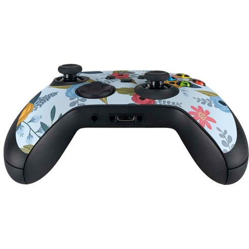Blue Fall Flowers Xbox Series X Controller Skin