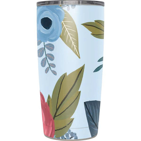 Blue Fall Flowers Yeti 20oz Tumbler Skin