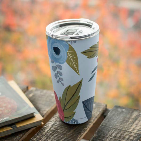 Blue Fall Flowers Yeti 20oz Tumbler Skin