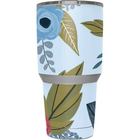 Blue Fall Flowers Yeti 30oz Rambler Tumbler Skin