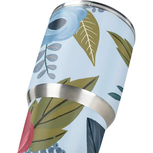 Blue Fall Flowers Yeti 30oz Rambler Tumbler Skin