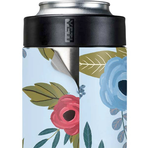 Blue Fall Flowers Yeti Colster Can Insulator Skin