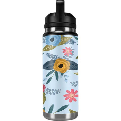 Blue Fall Flowers YETI Rambler 26oz Bottle Skin