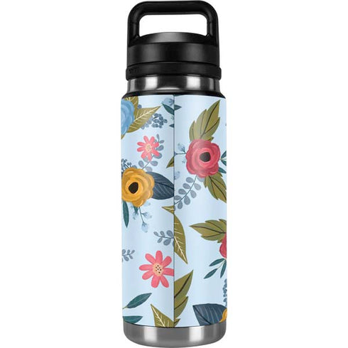 Blue Fall Flowers YETI Rambler 26oz Bottle Skin