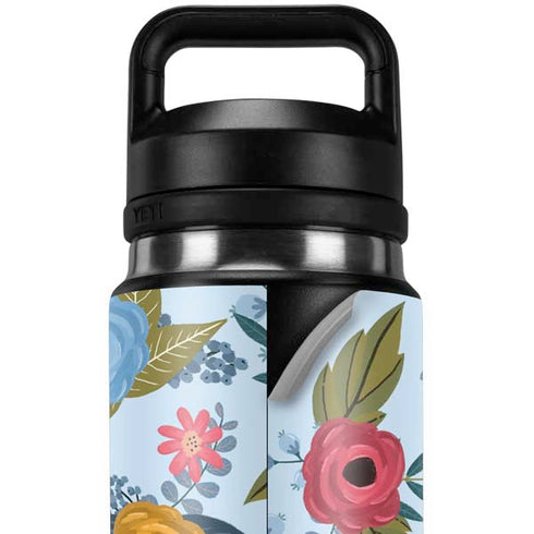 Blue Fall Flowers YETI Rambler 26oz Bottle Skin