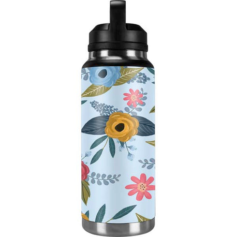 Blue Fall Flowers YETI Rambler 36oz Bottle Skin