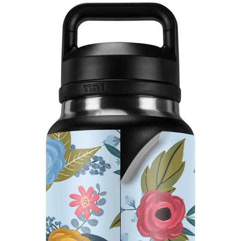Blue Fall Flowers YETI Rambler 36oz Bottle Skin