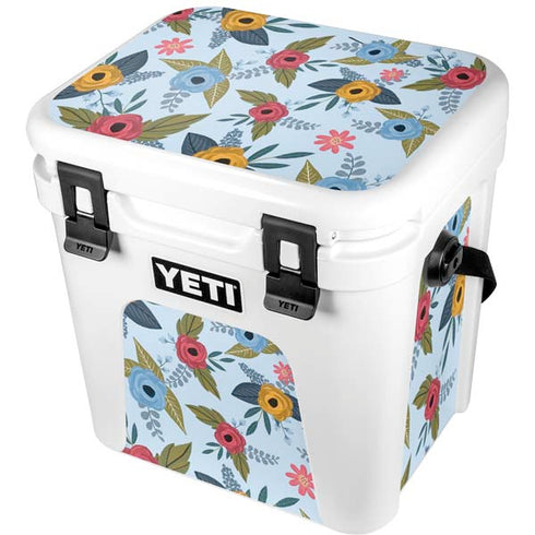 Blue Fall Flowers YETI Roadie 24 Hard Cooler Skin