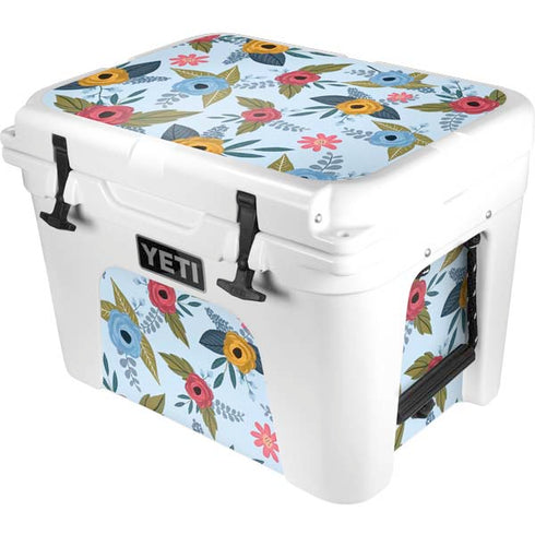 Blue Fall Flowers YETI Tundra 35 Hard Cooler Skin