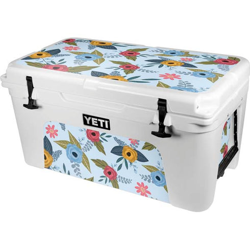 Blue Fall Flowers YETI Tundra 65 Hard Cooler Skin